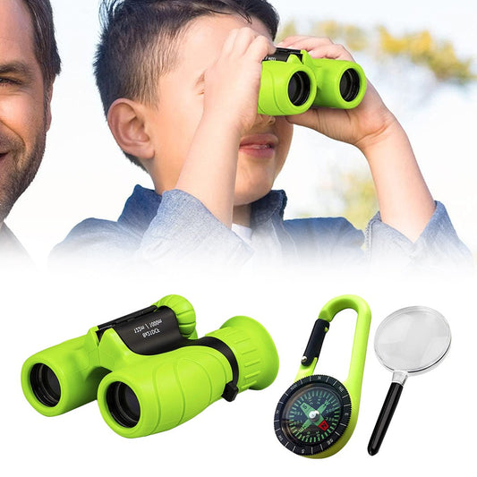 Kids Binoculars Outdoor 8x21 HD Magnification Compact Telescope with Compass and Magnifying Glass