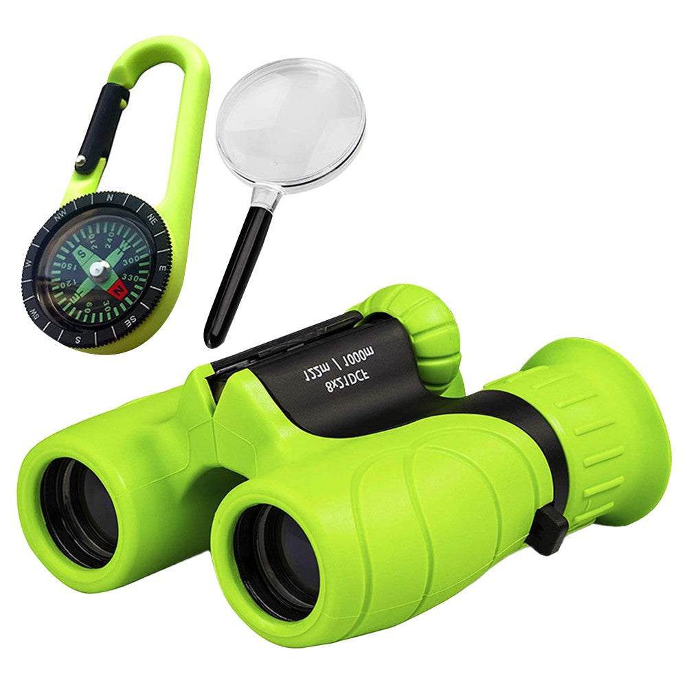Kids Binoculars Outdoor 8x21 HD Magnification Compact Telescope with Compass and Magnifying Glass