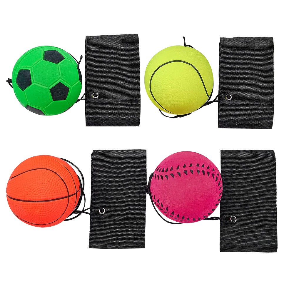 8 X Rebound Ball Return Rubber Ball Sport Training Ball Wristband Balls Toys with Wrist Strap