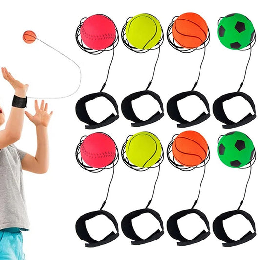 8 X Rebound Ball Return Rubber Ball Sport Training Ball Wristband Balls Toys with Wrist Strap