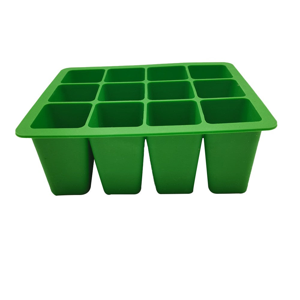 12 Cells Plant Seedling Tray Reusable Silicone Seed Starter Trays Pots Green