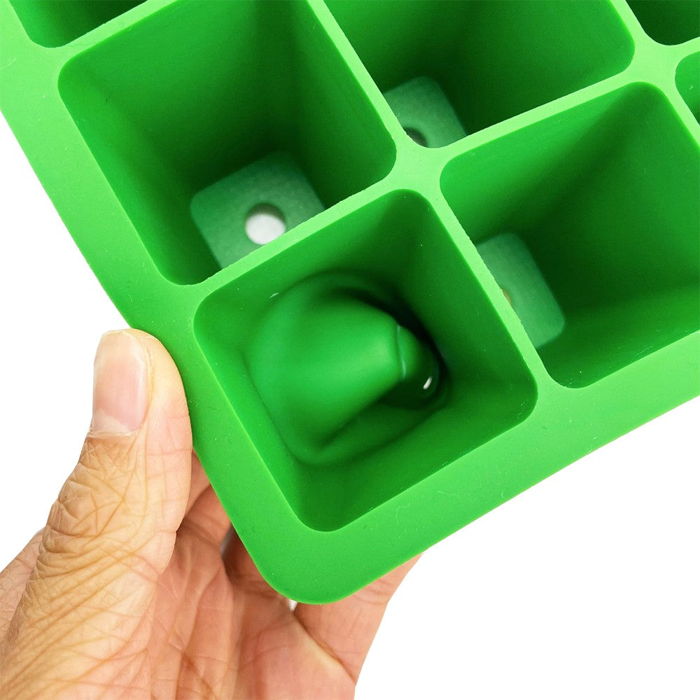 12 Cells Plant Seedling Tray Reusable Silicone Seed Starter Trays Pots Green