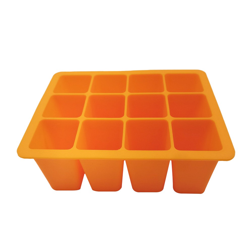 12 Cells Plant Seedling Tray Reusable Silicone Seed Starter Trays Pots Orange