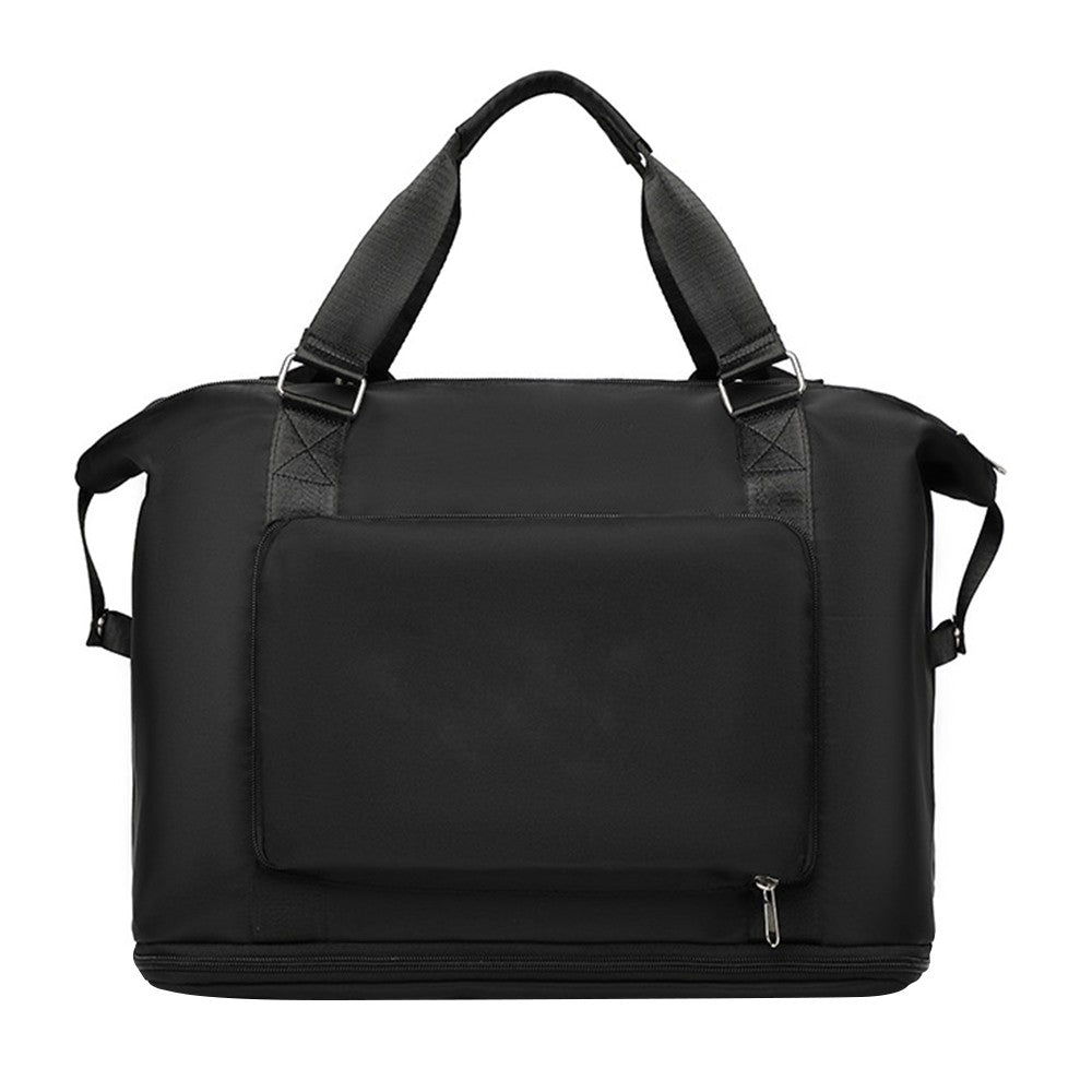 Large Capacity Foldable Travel Duffel Bag Collapsible Fitness Bag Water Resistant Handbag Backpack Black