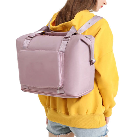 Large Capacity Foldable Travel Duffel Bag Collapsible Fitness Bag Water Resistant Handbag Backpack Pink
