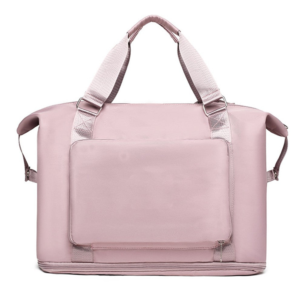 Large Capacity Foldable Travel Duffel Bag Collapsible Fitness Bag Water Resistant Handbag Backpack Pink