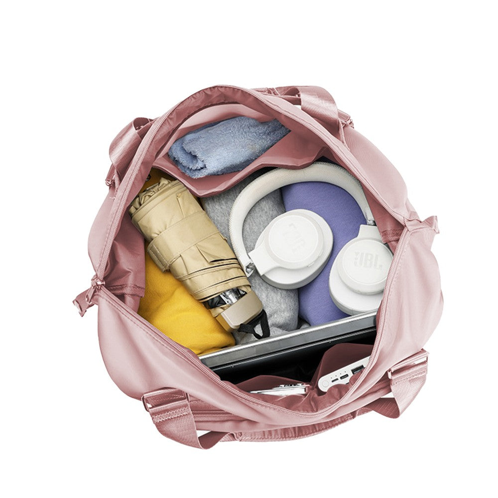 Large Capacity Foldable Travel Duffel Bag Collapsible Fitness Bag Water Resistant Handbag Backpack Pink