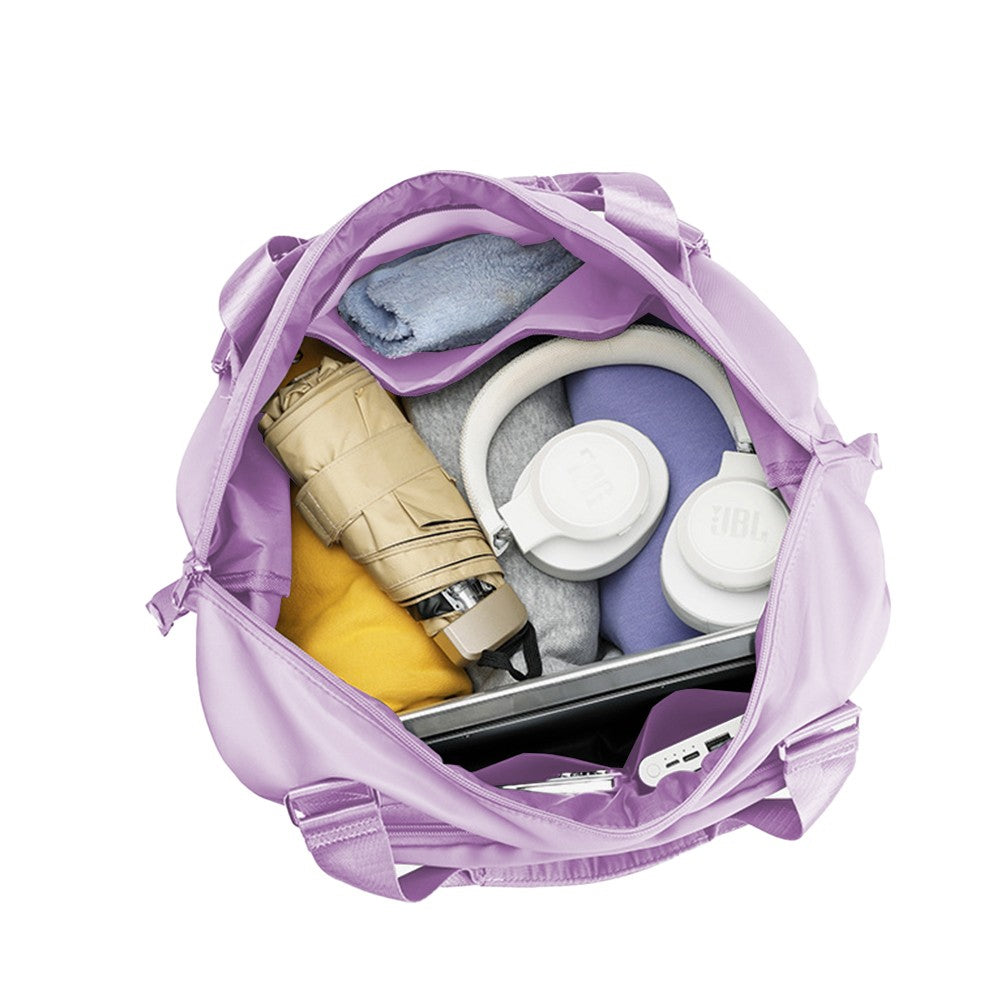 Large Capacity Foldable Travel Duffel Bag Collapsible Fitness Bag Water Resistant Handbag Backpack Purple