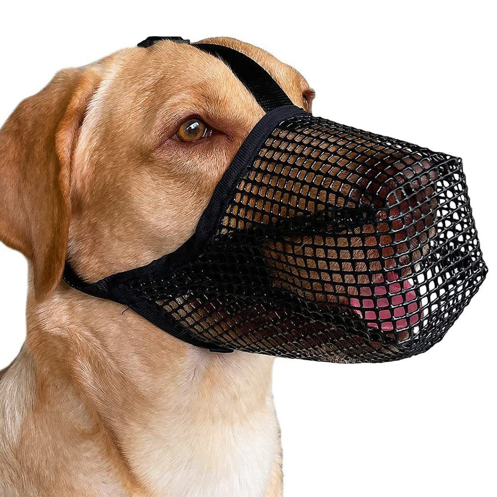 Pet Dog Muzzle Adjustable Mesh Covered Muzzles Breathable Pet Muzzle S Size