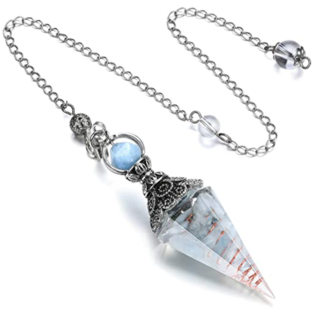 Resin Pendants Chakra Pendants Reiki Hexagonal Dowsing Pendulum Light Blue