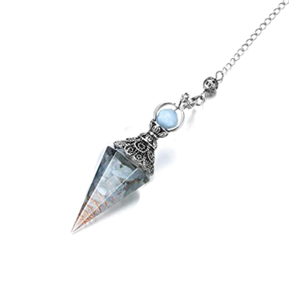 2X Resin Pendant Chakra Pendant Reiki Hexagonal Dowsing Pendulum Blue Light Blue