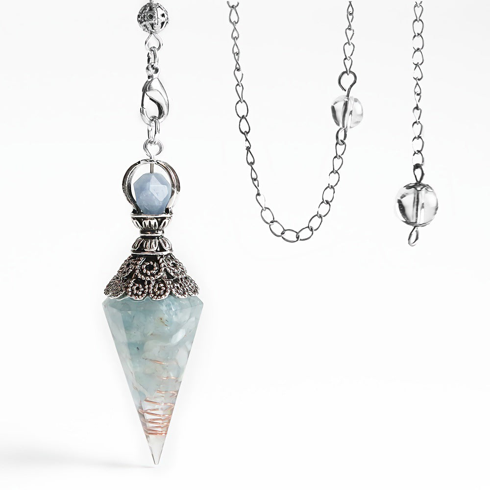 Resin Pendants Chakra Pendants Reiki Hexagonal Dowsing Pendulum Light Blue