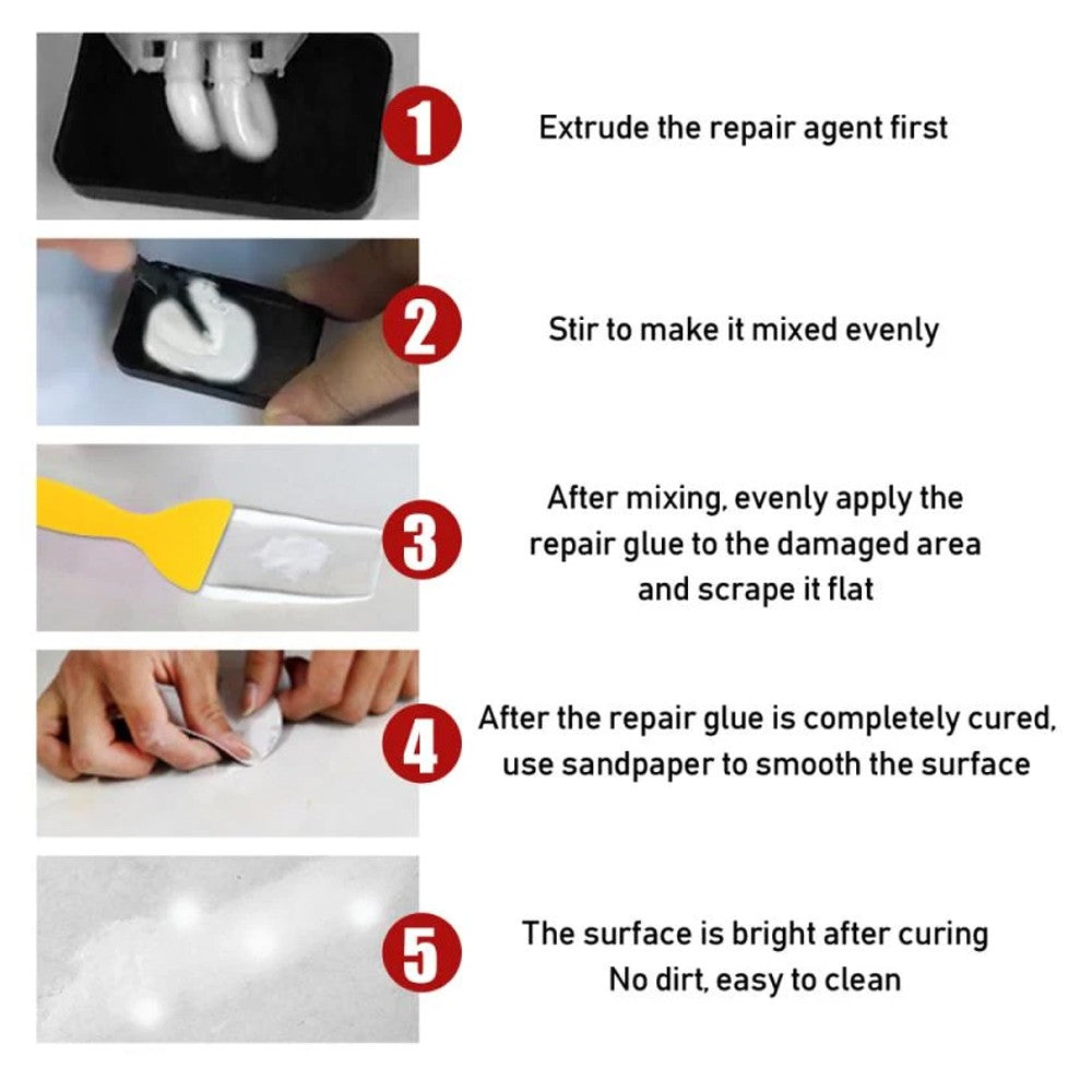 2 X White Tile Repair Paste Kit Enamel Tub Repair Filler Tile Wall Repair Agent with Scraper