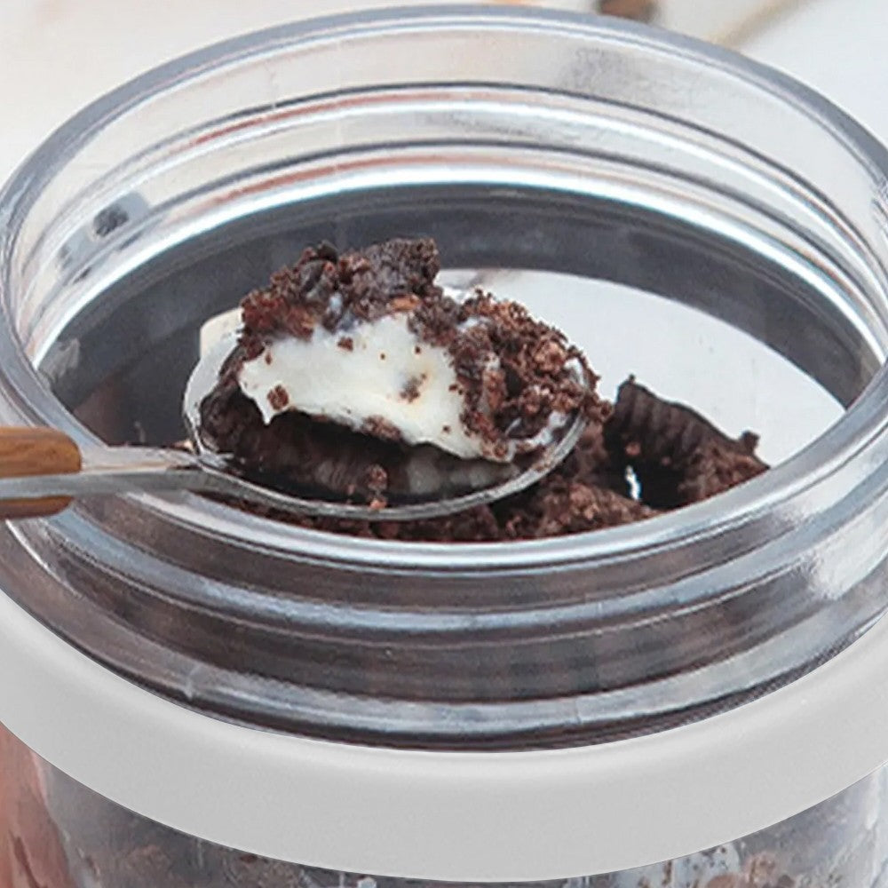 2 X 350ml Overnight Oats Glass Container with Lids and Spoon Overnight Oats Mason Jars Salad Cups White