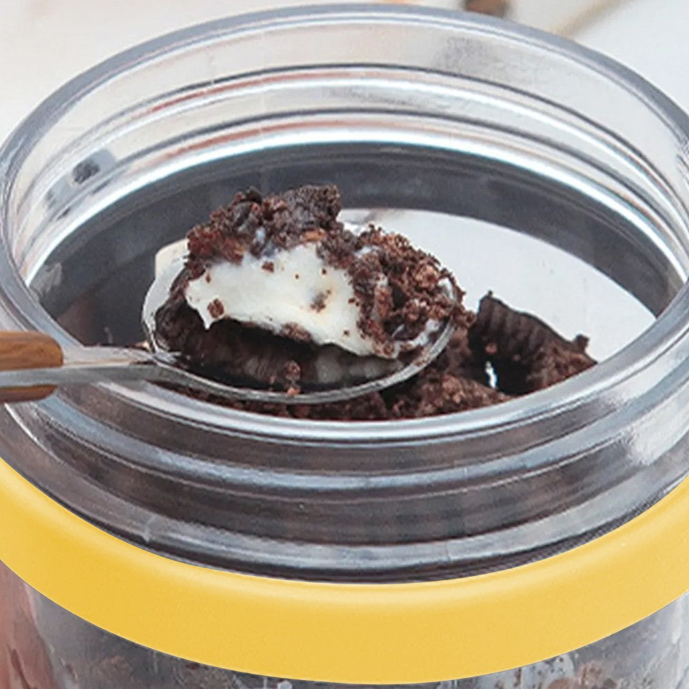 2 X 350ml Overnight Oats Glass Container with Lids and Spoon Overnight Oats Mason Jars Salad Cups Yellow