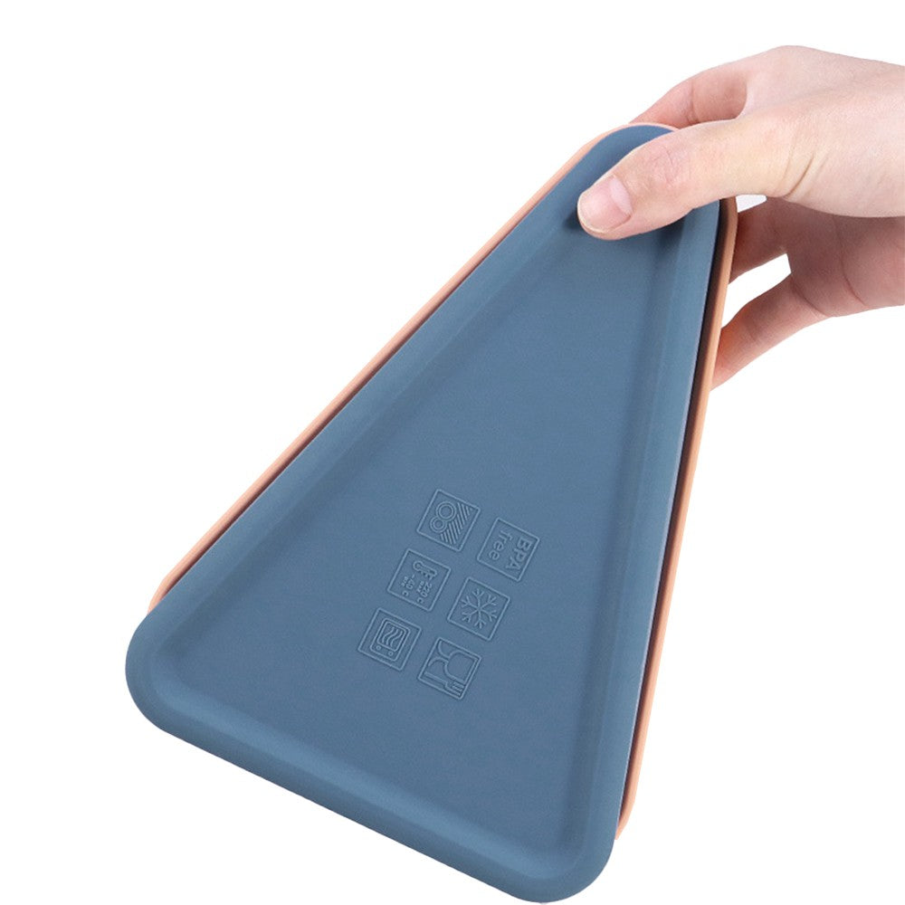 Reusable Pizza Slice Storage Container Silicone Pizza Box with Microwavable Serving Tray Blue