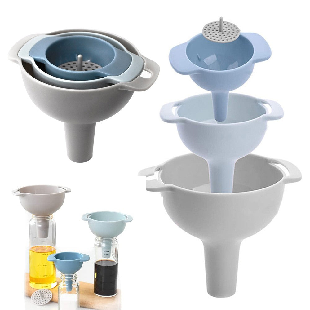 Kitchen Multifunction Wide Mouth Funnel Plastic Funnel Filter Oil Pour Tools