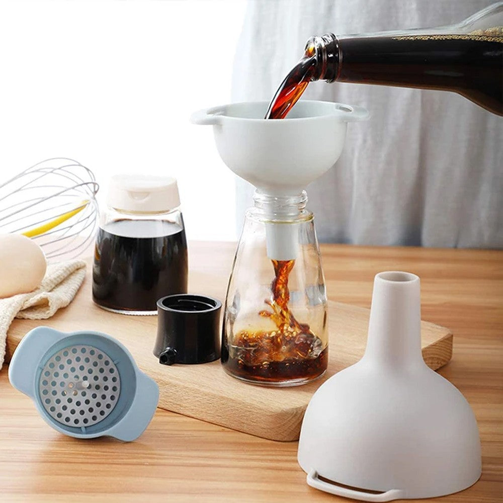 Kitchen Multifunction Wide Mouth Funnel Plastic Funnel Filter Oil Pour Tools