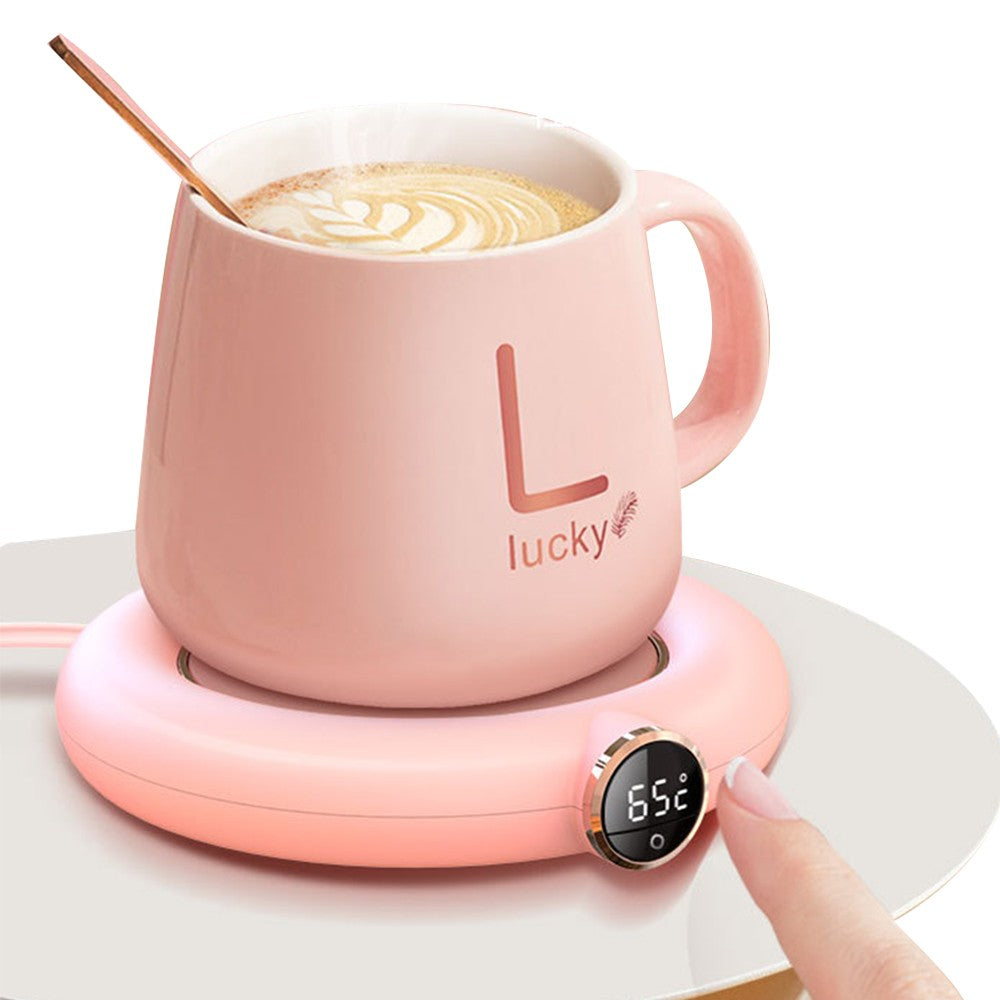 Smart Coffee Mug Warmer Coaster Electric Beverage Heater Cups Heating Plate Drink Warmer Pink