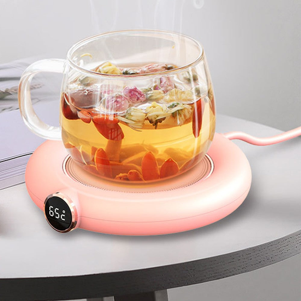 Smart Coffee Mug Warmer Coaster Electric Beverage Heater Cups Heating Plate Drink Warmer Pink