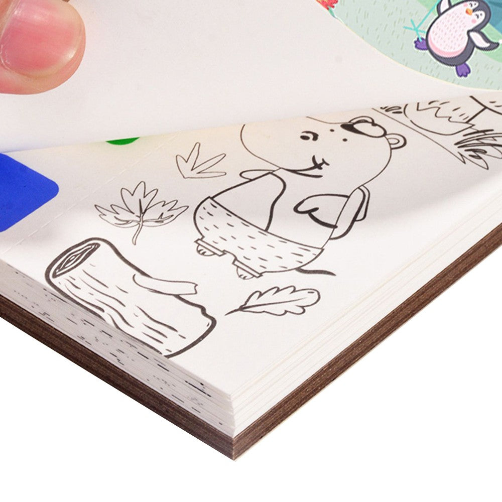 2 X Portable Kids Watercolor Painting Book with Brush Pocket Painting Bookmark