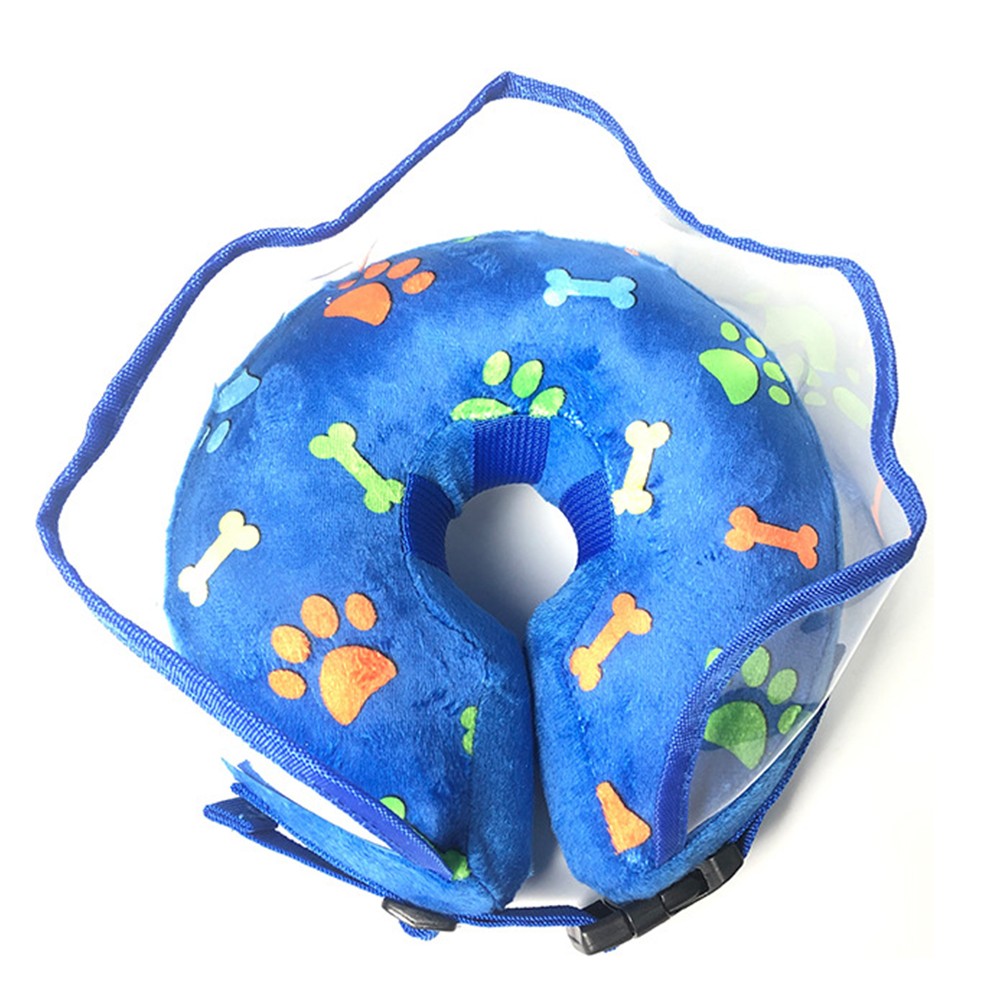 M Inflatable Dog Cone Cat E-Collar Soft Pet Protective Recovery Donut Collar with Anti Licking Baffle Blue