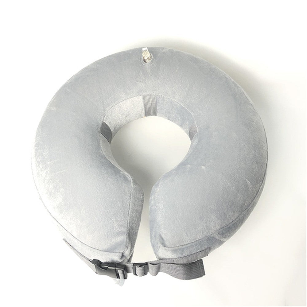 L Inflatable Dog Cone Cat E-Collar Soft Pet Protective Recovery Donut Collar with Anti Licking Baffle Grey