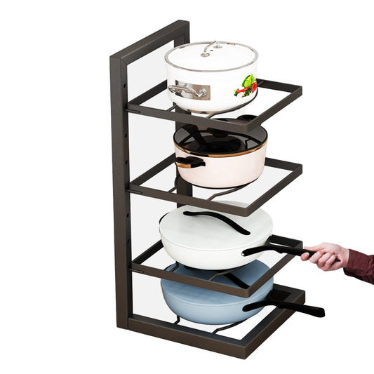 4-Tier Kitchen Frying Pan Organizer Holder Pot Storage Rack Cookware Shelf