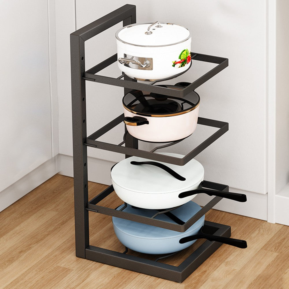 4-Tier Kitchen Frying Pan Organizer Holder Pot Storage Rack Cookware Shelf