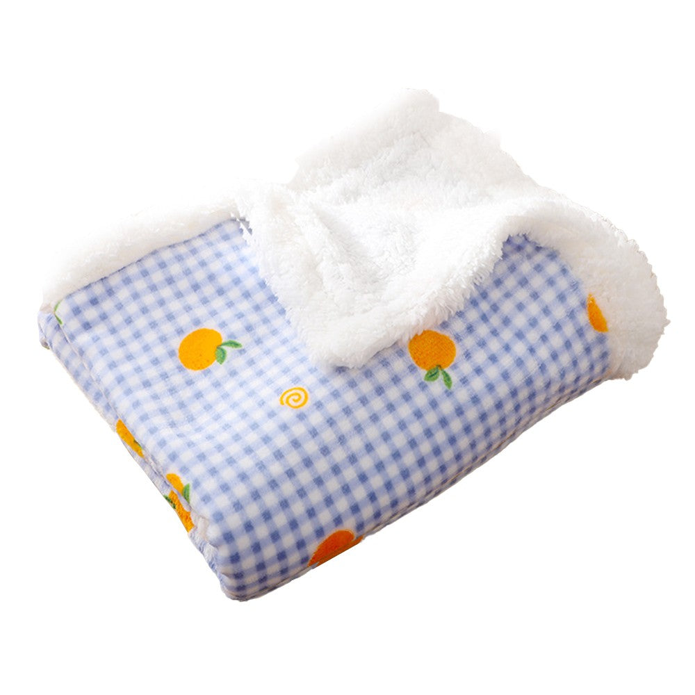 100x80cm Double Layer Pet Winter Warm Blanket Cat Dog Plush Blanket Flannel Throw Blanket Blue