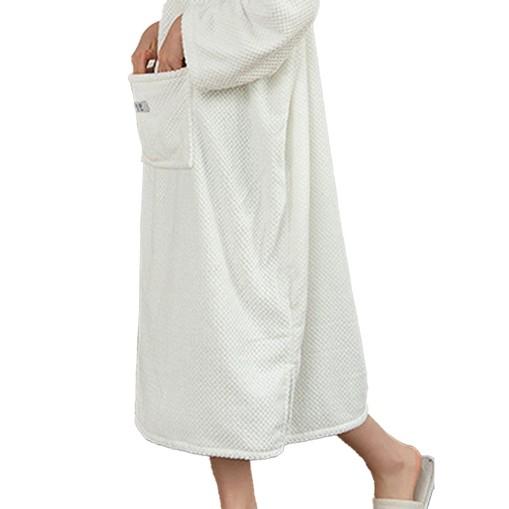 Wearable Bath Towel with Hood Oversized Beach Changing Towel Swim Robe Poncho White