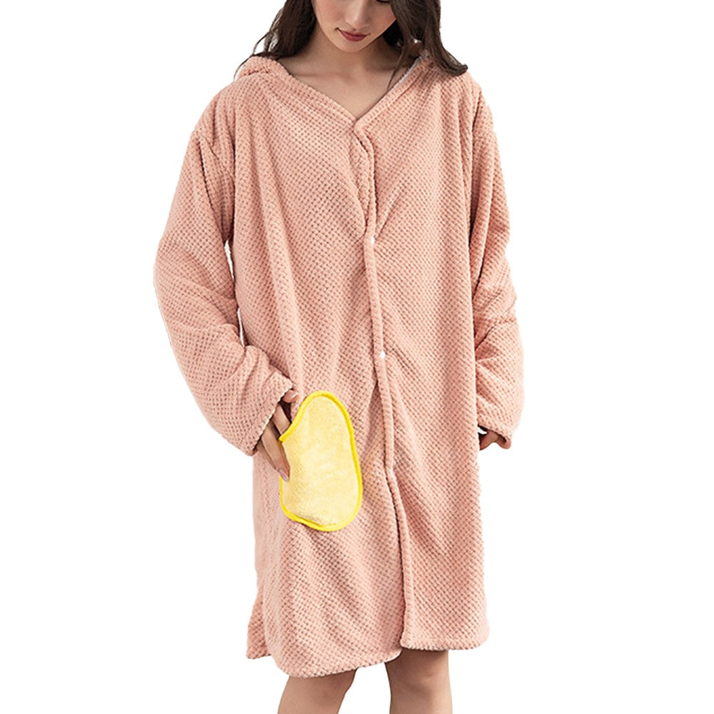 Wearable Bath Towel with Hood Oversized Beach Towel Swim Robe Poncho Pink