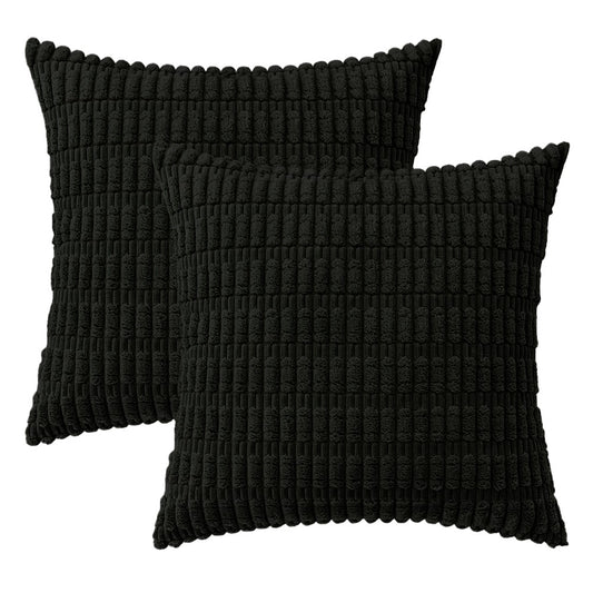 2Pcs 45x45cm Pillowcase Soft Throw Pillow Cases Cushion Covers Home Decor Black