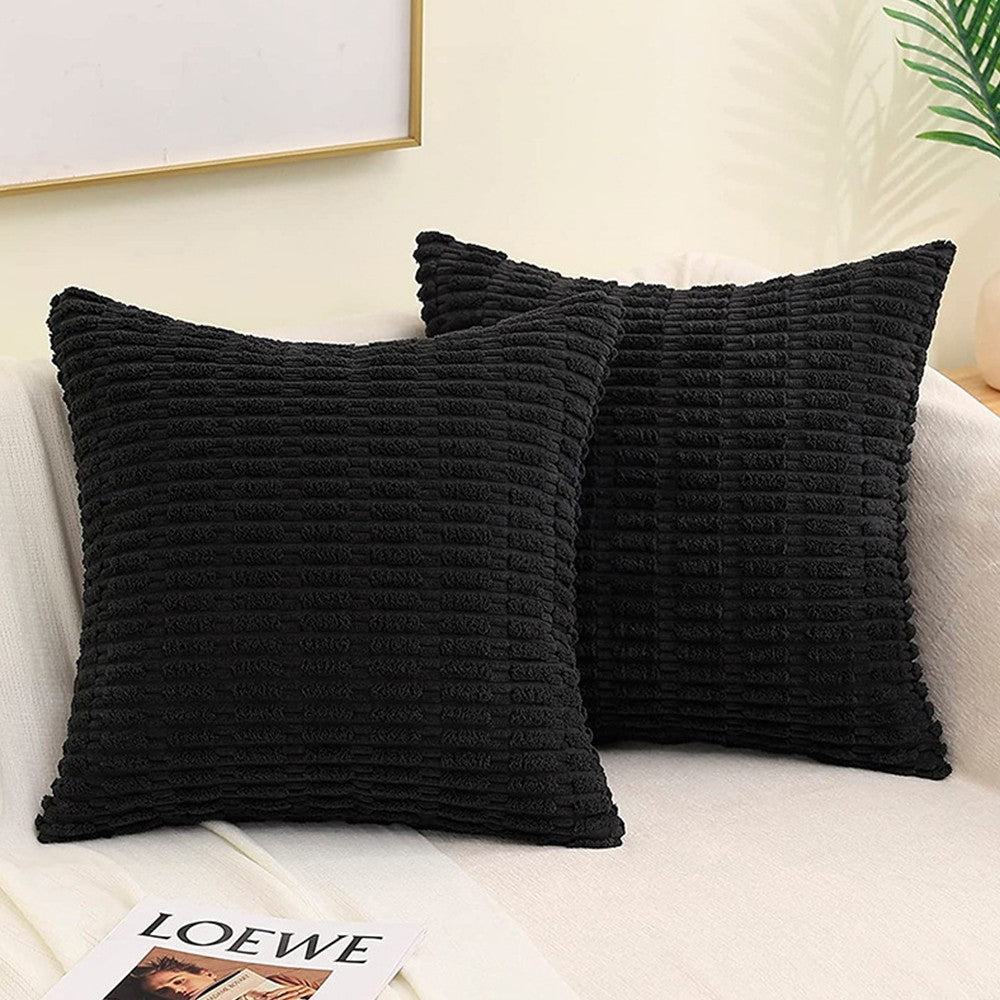 2Pcs 45x45cm Pillowcase Soft Throw Pillow Cases Cushion Covers Home Decor Black