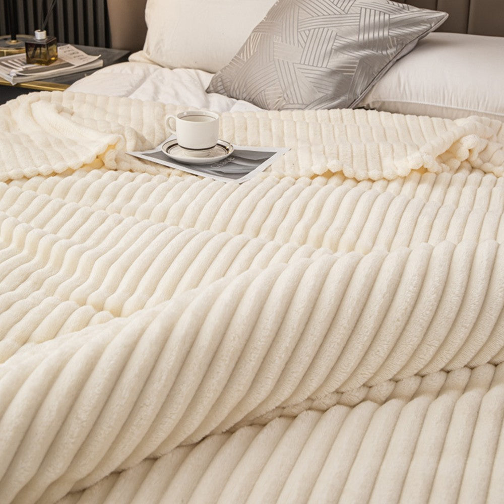 200x150cm Soft Sofa Throw Blanket Warm Couch Flannel Blanket Beige