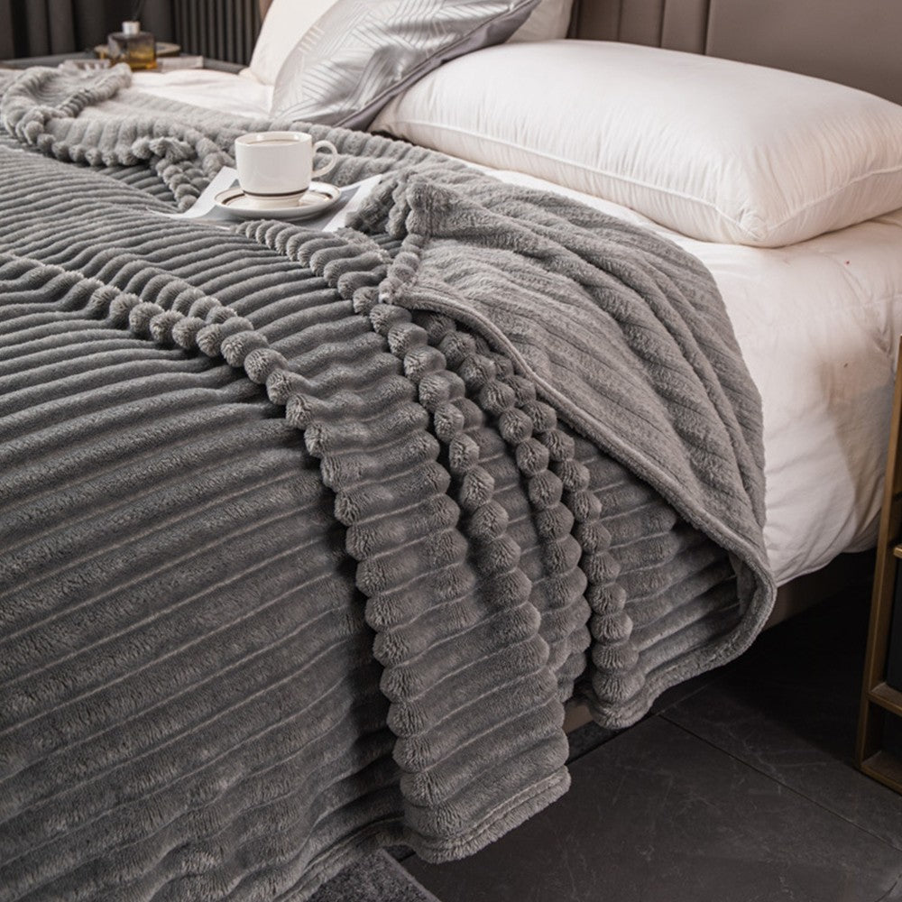 230x200cm Soft Sofa Throw Blanket Warm Couch Flannel Blanket Grey