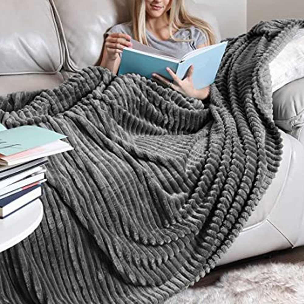 230x200cm Soft Sofa Throw Blanket Warm Couch Flannel Blanket Grey