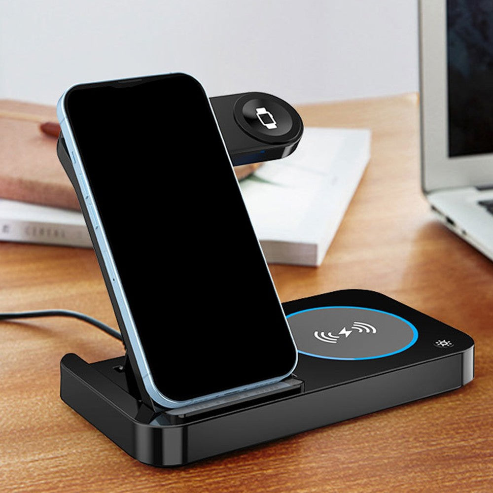 2Pcs 3 in 1 Wireless Charging Station Fast Wireless Charger for Samsung iPhone Apple Watch