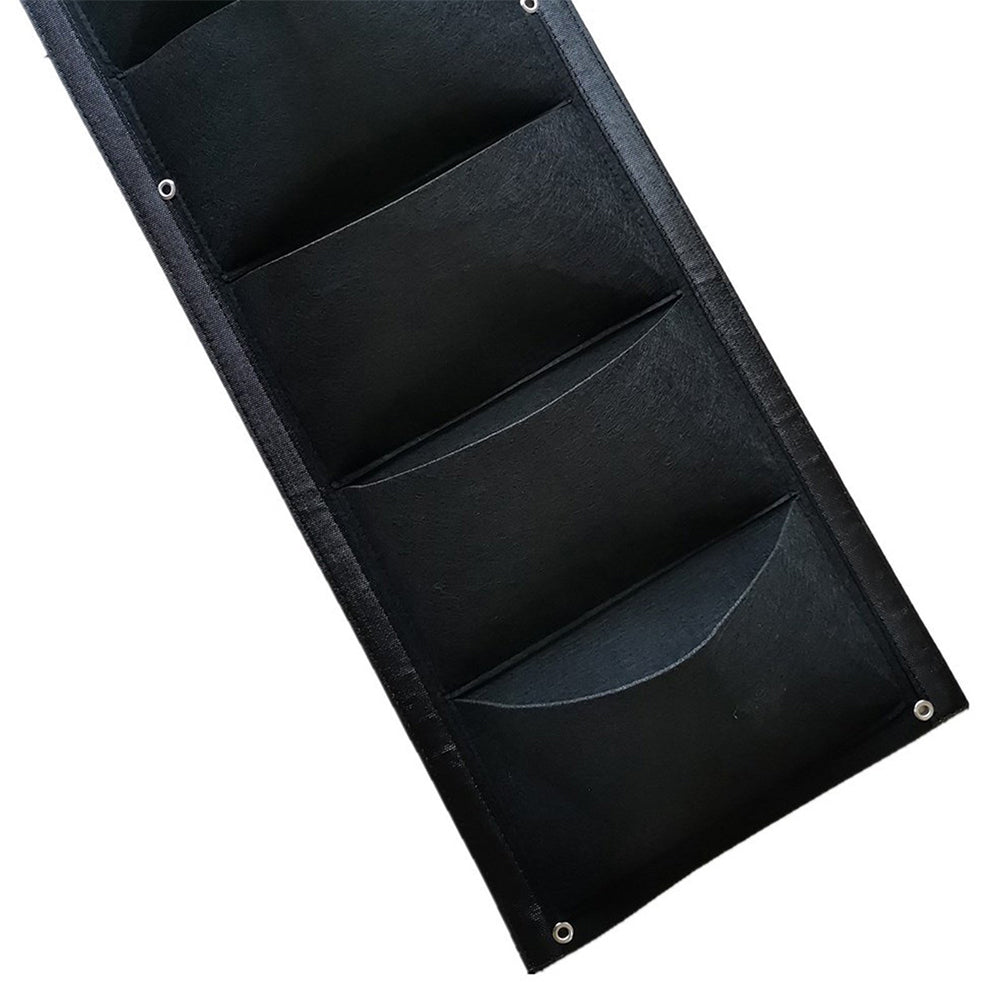 100cm Garden Planting Bag 7 Pocket Flower Grow Pouch Wall Hanging Planter Black