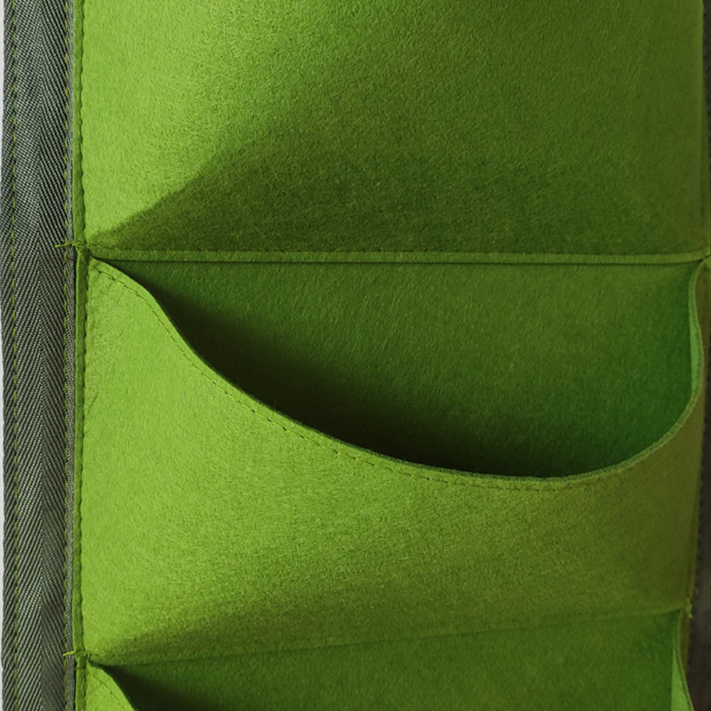 100cm Garden Planting Bag 7 Pocket Flower Grow Pouch Wall Hanging Planter Green