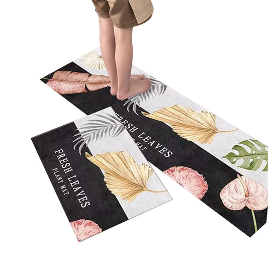 2Pcs Floor Mat Set Non-Slip Doormat Kitchen Mat Home Decoration Mat Style 1