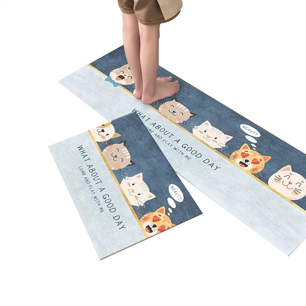 2Pcs Floor Mat Set Non-Slip Doormat Kitchen Mat Home Decoration Mat Style 2