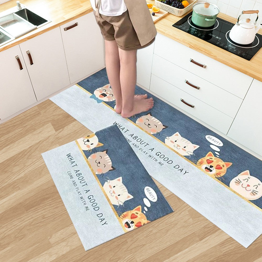 2Pcs Floor Mat Set Non-Slip Doormat Kitchen Mat Home Decoration Mat Style 2