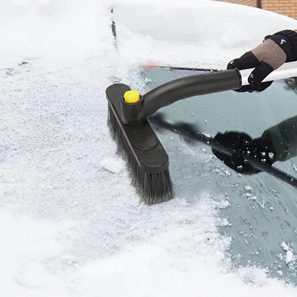 2-in-1 Extendable Ice Scraper and Snow Brush for Car Windshield Yellow