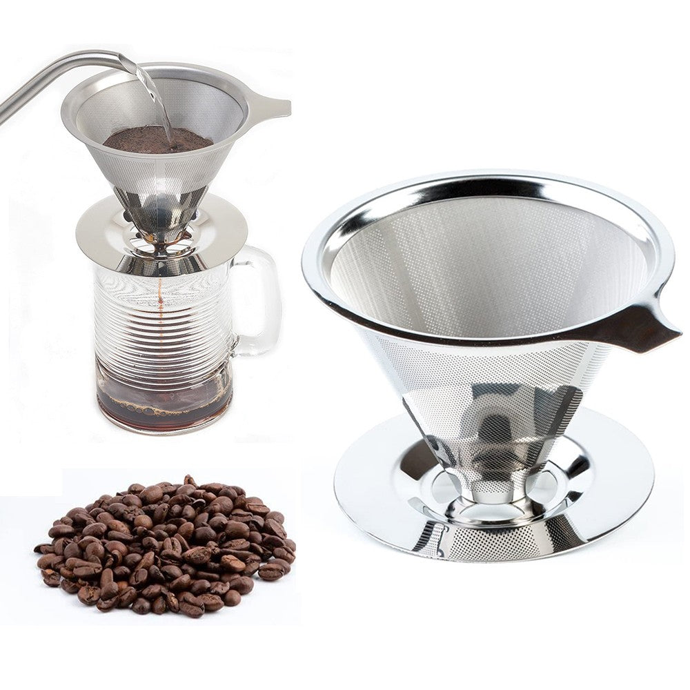13cm Pour Over Coffee Dripper Stainless Steel Drip Cone Coffee Filter Reusable Coffee Strainer Coffee Maker