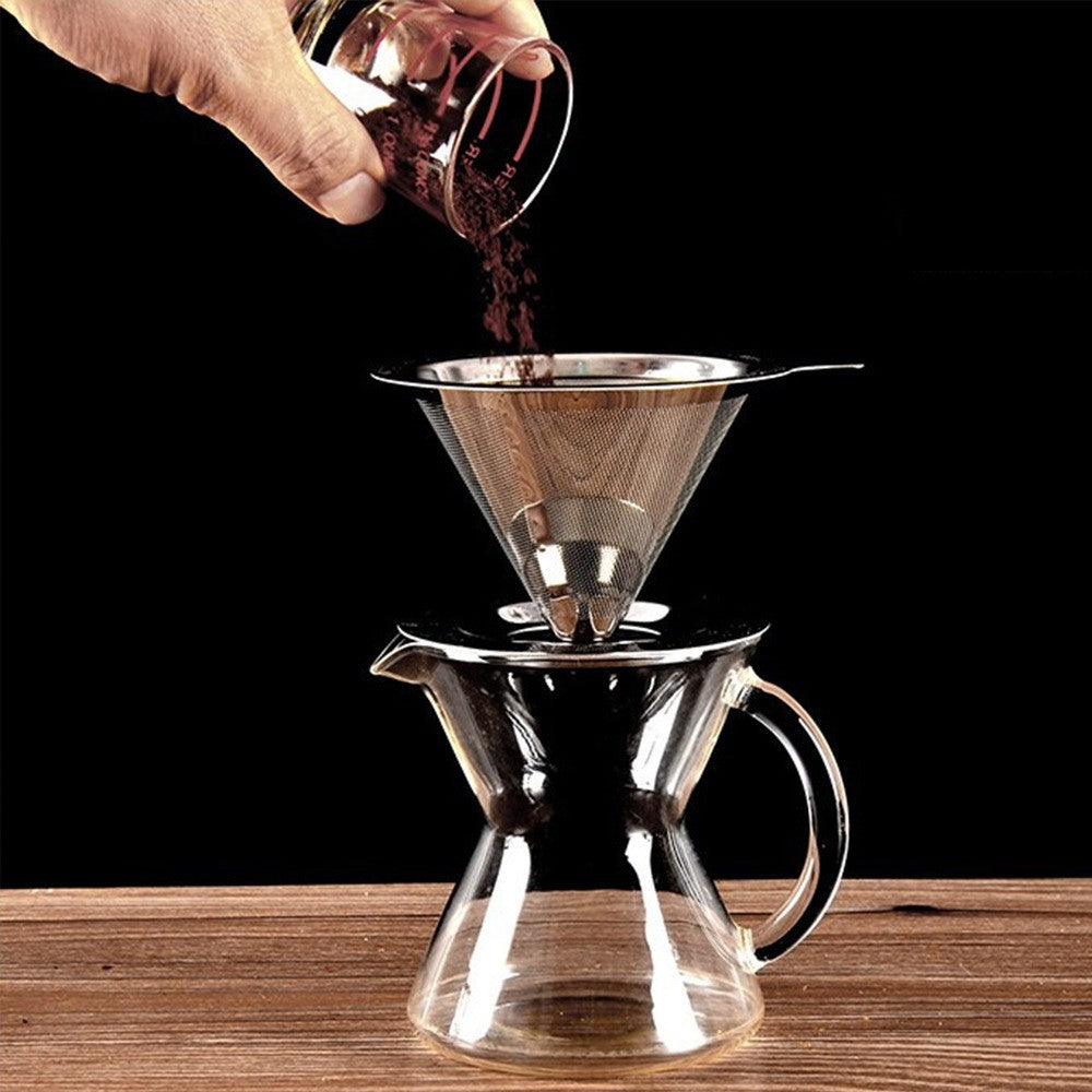 12cm Pour Over Coffee Dripper Stainless Steel Drip Cone Coffee Filter Reusable Coffee Strainer Coffee Maker