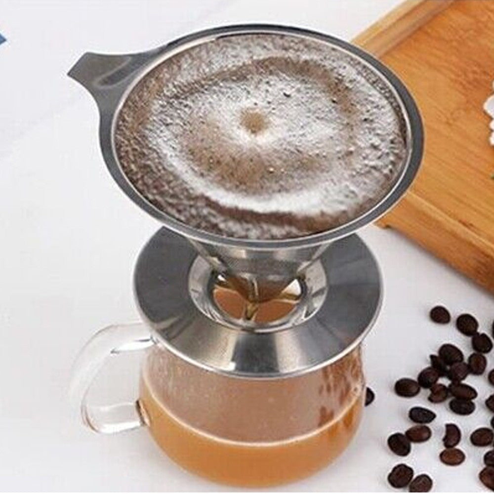 13cm Pour Over Coffee Dripper Stainless Steel Drip Cone Coffee Filter Reusable Coffee Strainer Coffee Maker