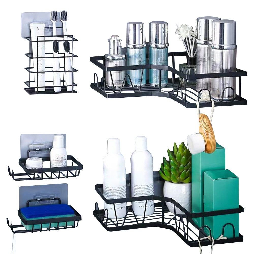 5Pcs Corner Storage Shelf Set Stainless Steel Shower Caddy Organizer Bathroom Storage Rack