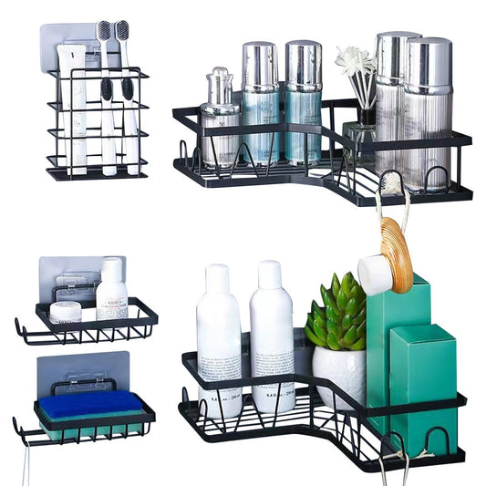 5Pcs Corner Storage Shelf Set Stainless Steel Shower Caddy Organizer Bathroom Storage Rack