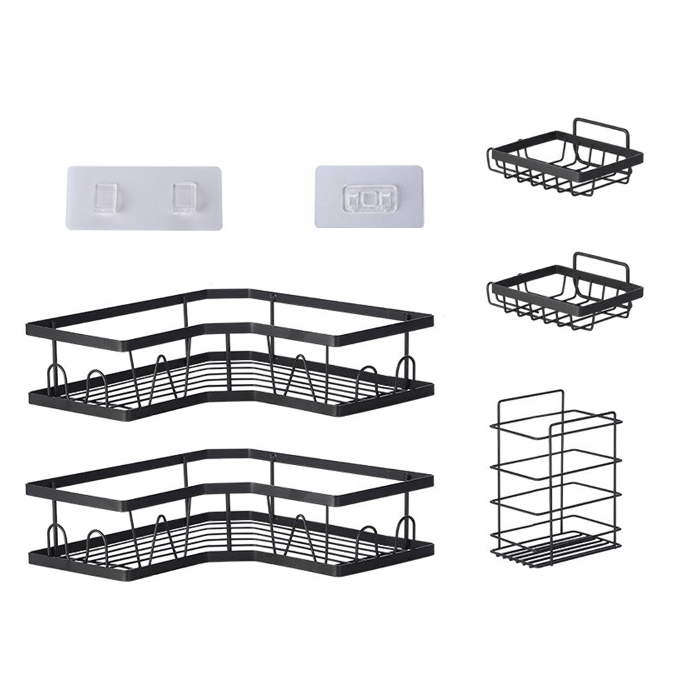 5Pcs Corner Storage Shelf Set Stainless Steel Shower Caddy Organizer Bathroom Storage Rack